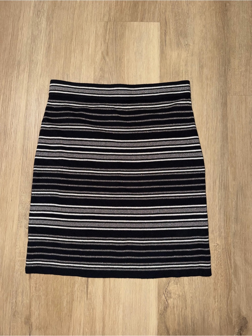LOFT Black and White Striped Pencil Skirt
